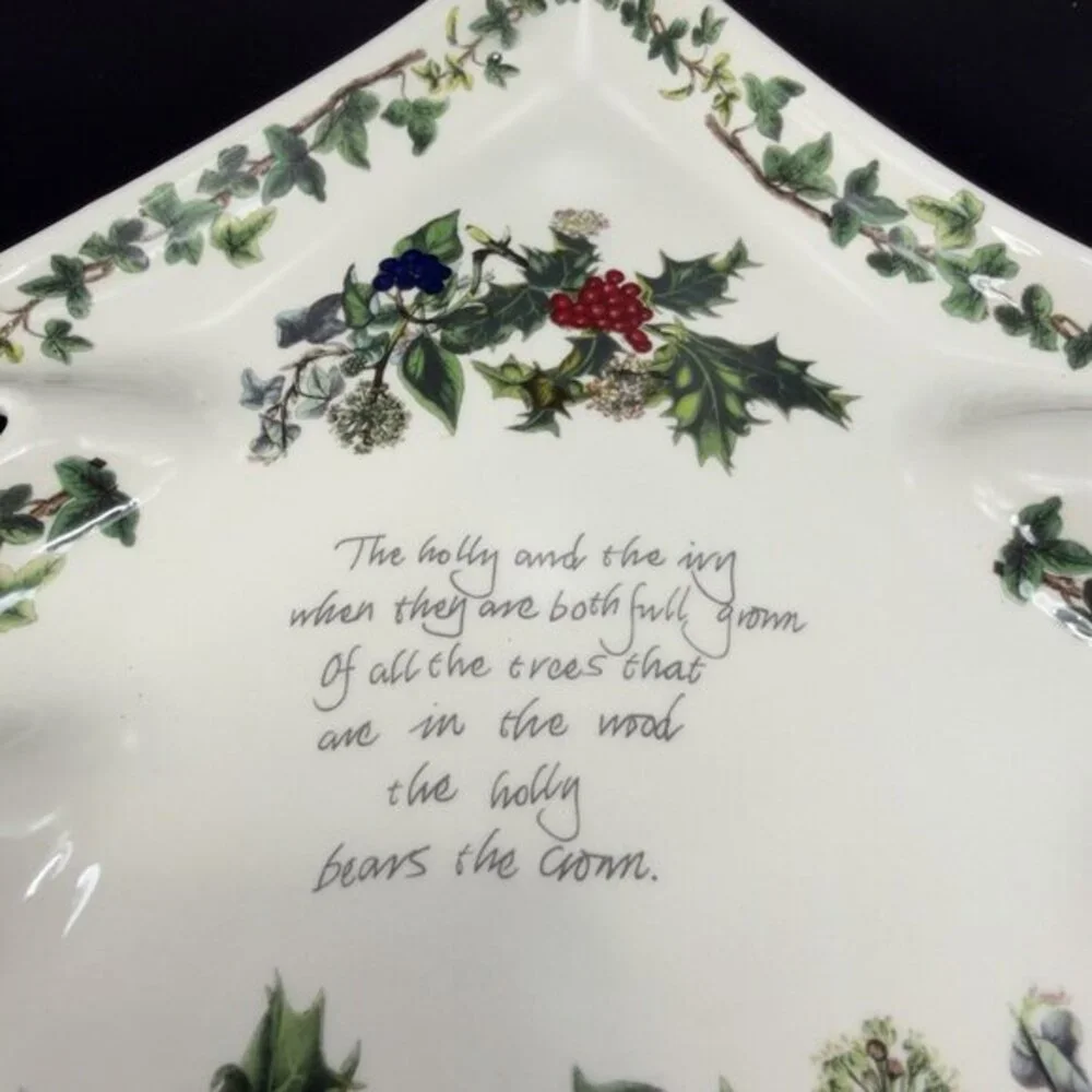 Portmeirion The Holly And The Ivy Christmas Tree Shaped Serving Dish Large 13inc
